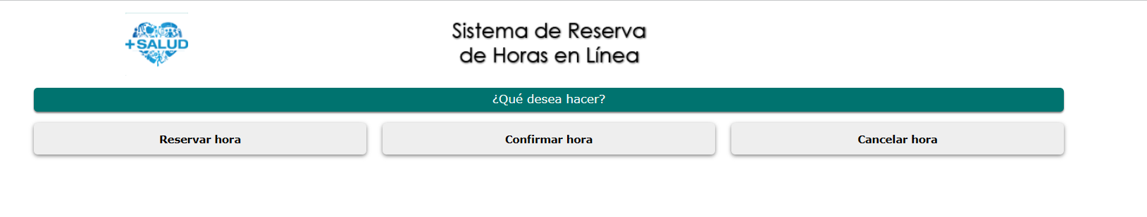 Pantalla de reserva de horas en línea desde la web del centro