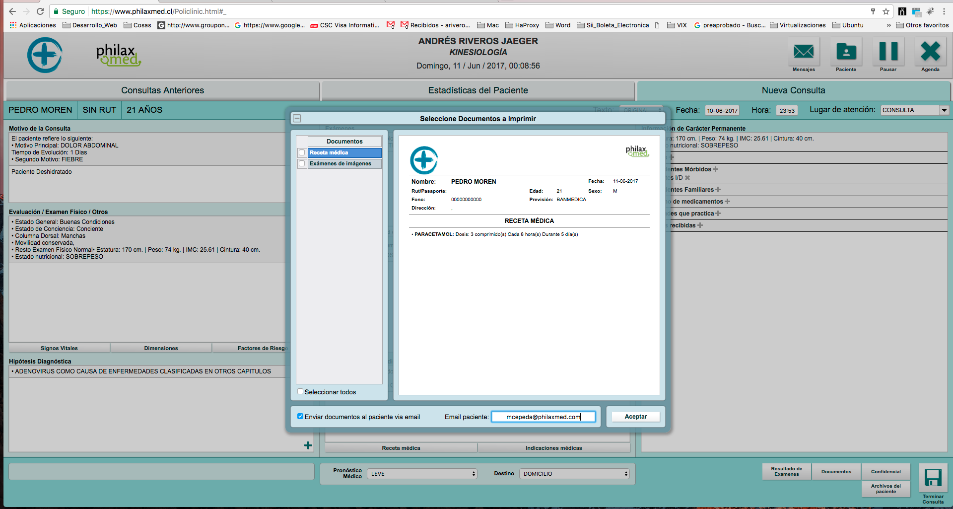 Captura real de PhilaxMed — Documentos y recetas