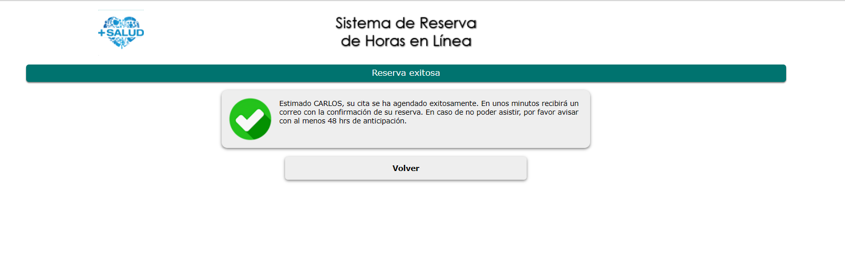 Captura real de PhilaxMed — Confirmación