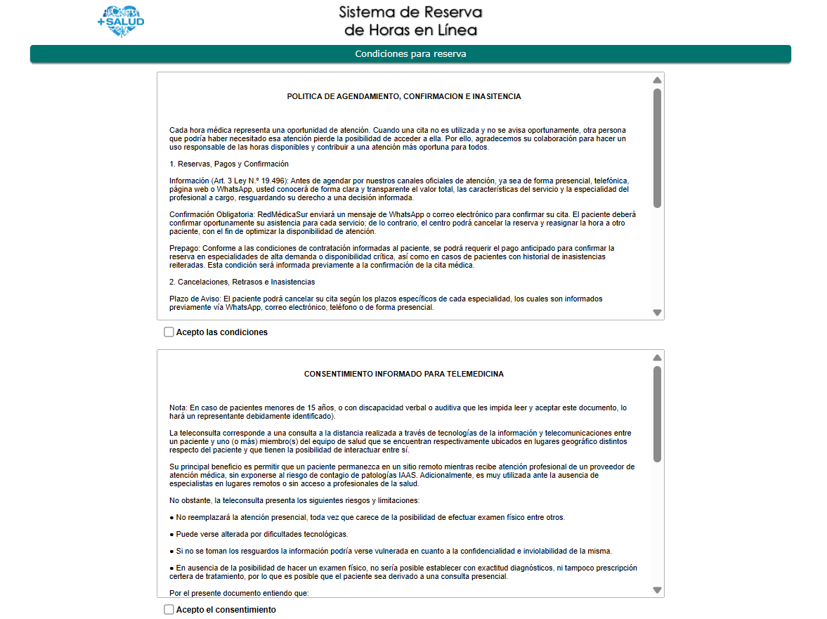Captura real de PhilaxMed — Consentimiento y términos