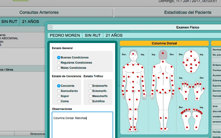 Vista real del módulo Ficha Médica en PhilaxMed