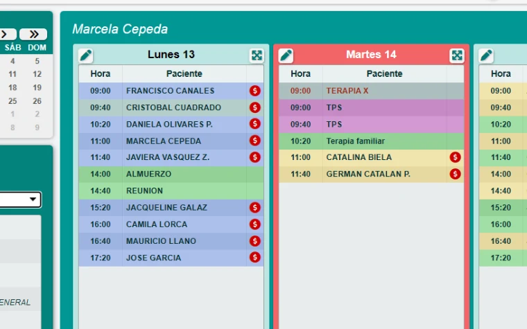 Vista real del módulo Agenda Clínica en PhilaxMed