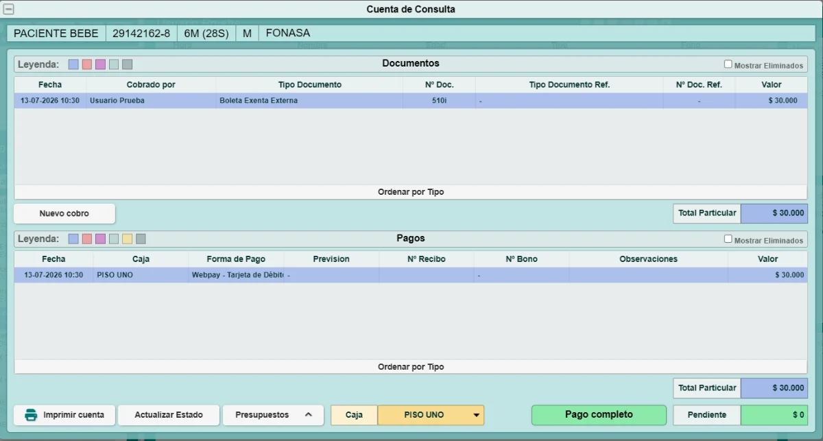 Captura real de PhilaxMed — Recaudación
