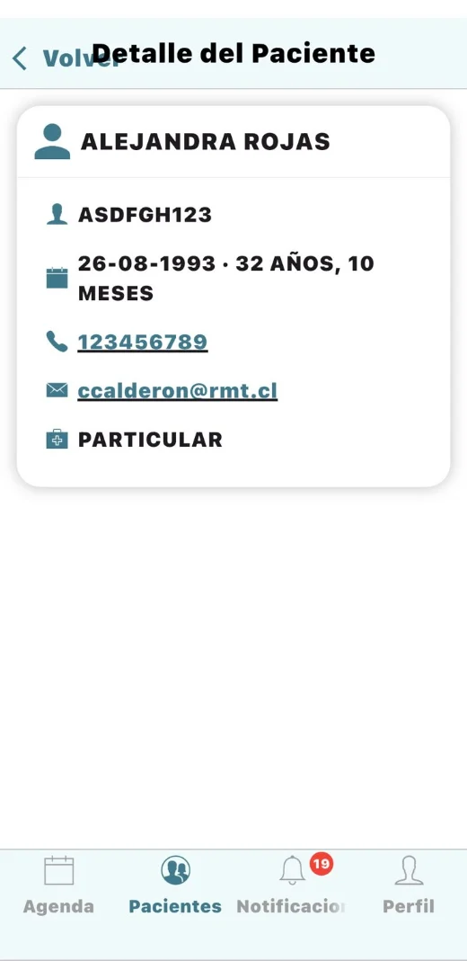 Captura real de la App Móvil de PhilaxMed — Historial de atenciones del paciente
